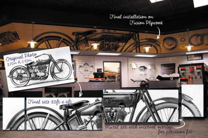 Fusion Custom Mural + Wood, Harley-Davidson Greensboro