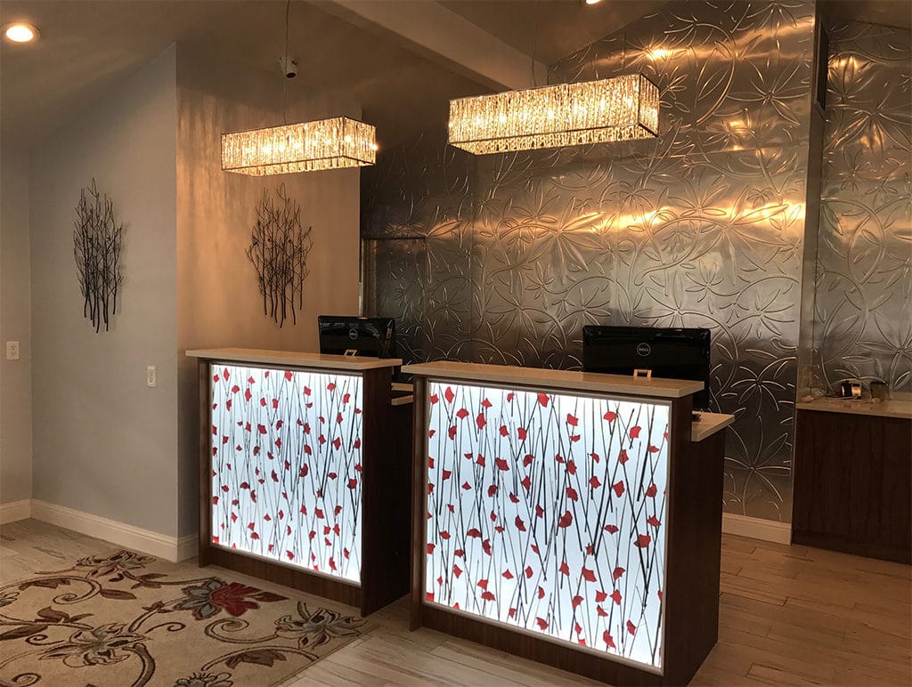 Front Desk Sales Counter with LED Lighting