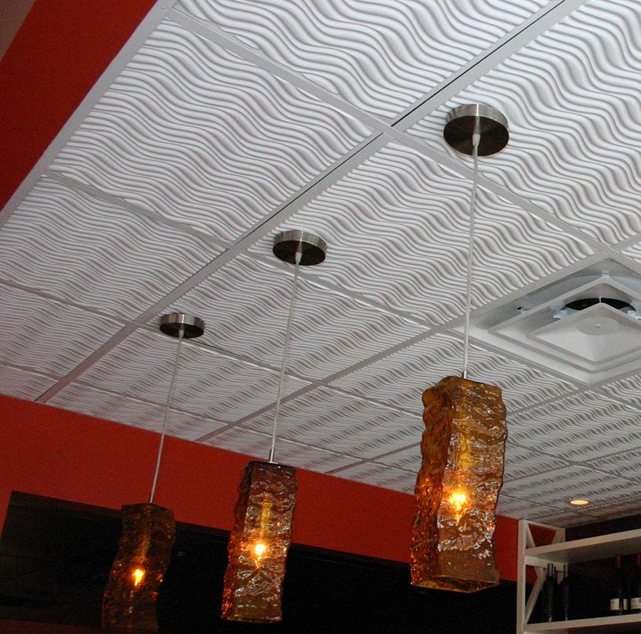 DIY ceiling tiles come in a variety of colors, textures, and sizes.